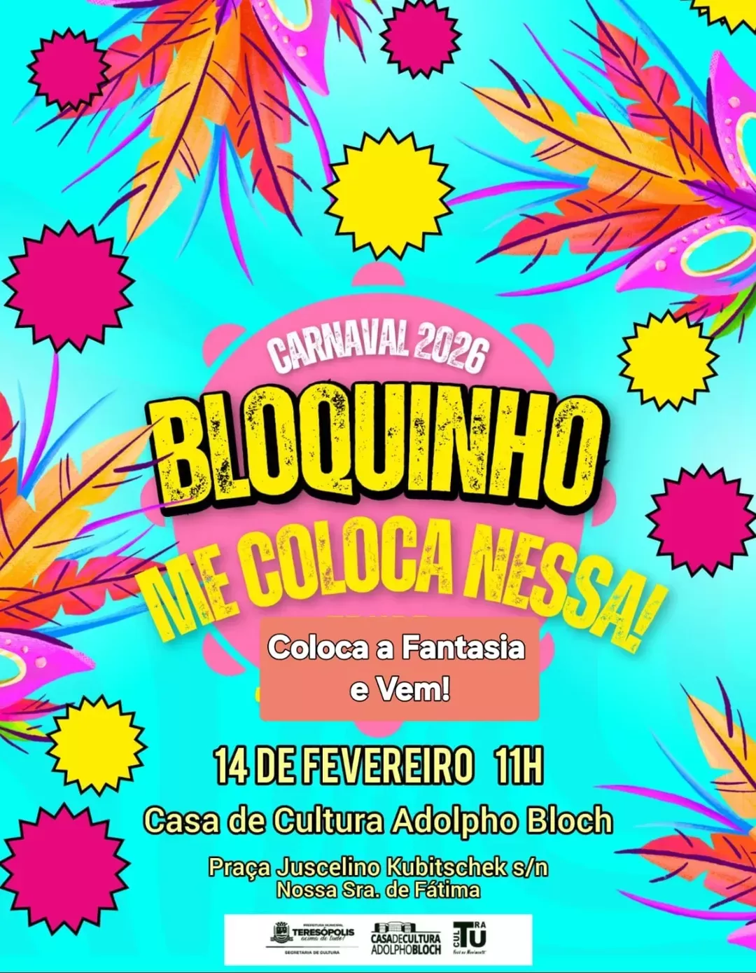 'Me coloca nessa!': Casa de Cultura de Teresópolis coloca o Bloquinho na rua no sábado de Carnaval