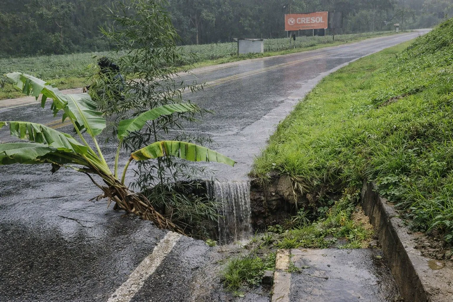 Deslizamento na RJ-130, em Teresópolis, deixa trânsito em meia pista