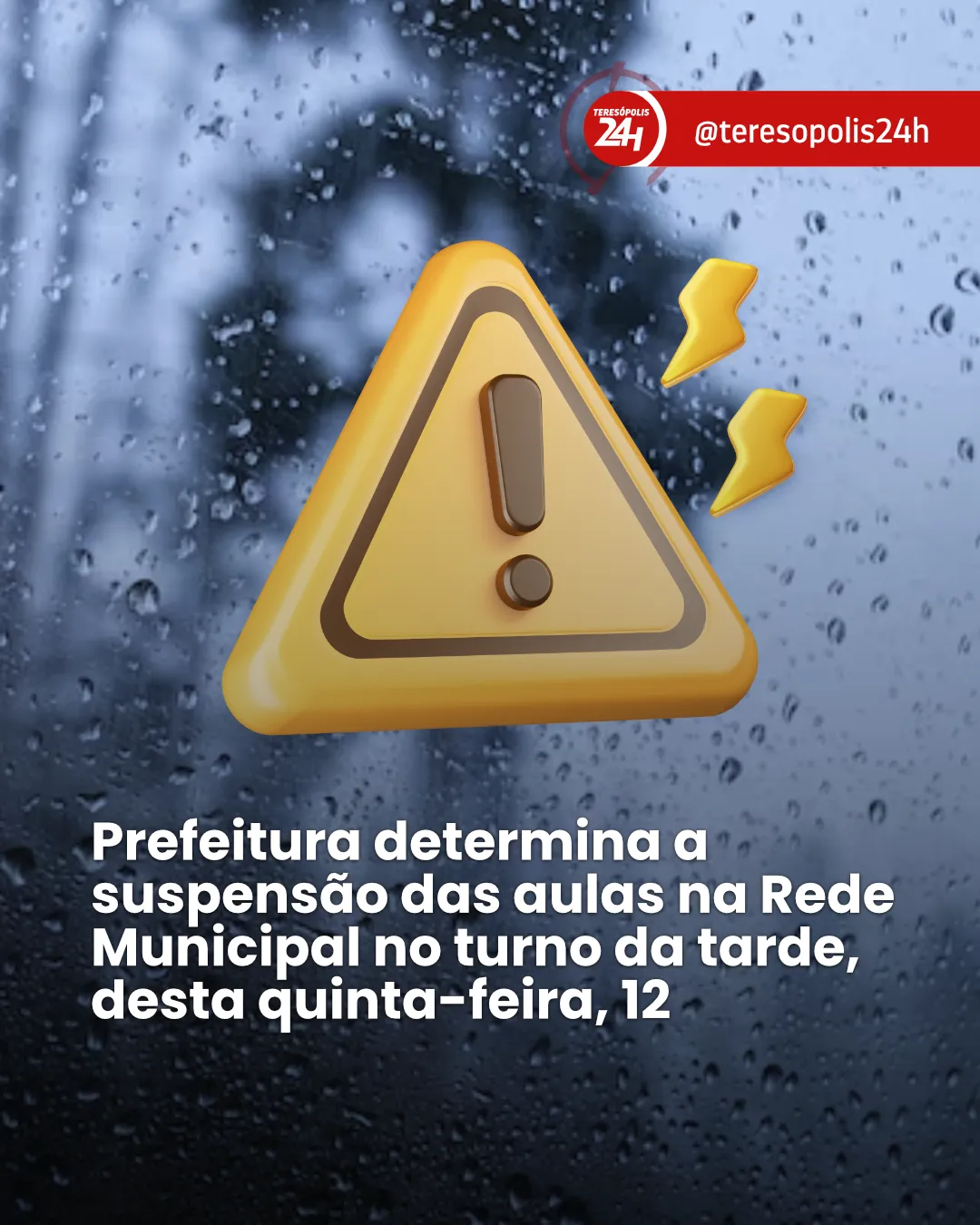 Rede municipal de ensino de Teresópolis suspende aulas da tarde e da noite nesta quinta-feira