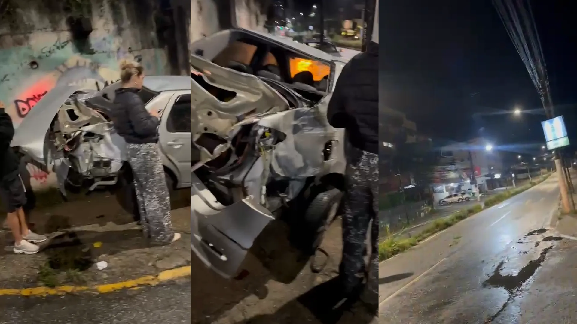 Carro fica destruido após acidente em Teresópolis