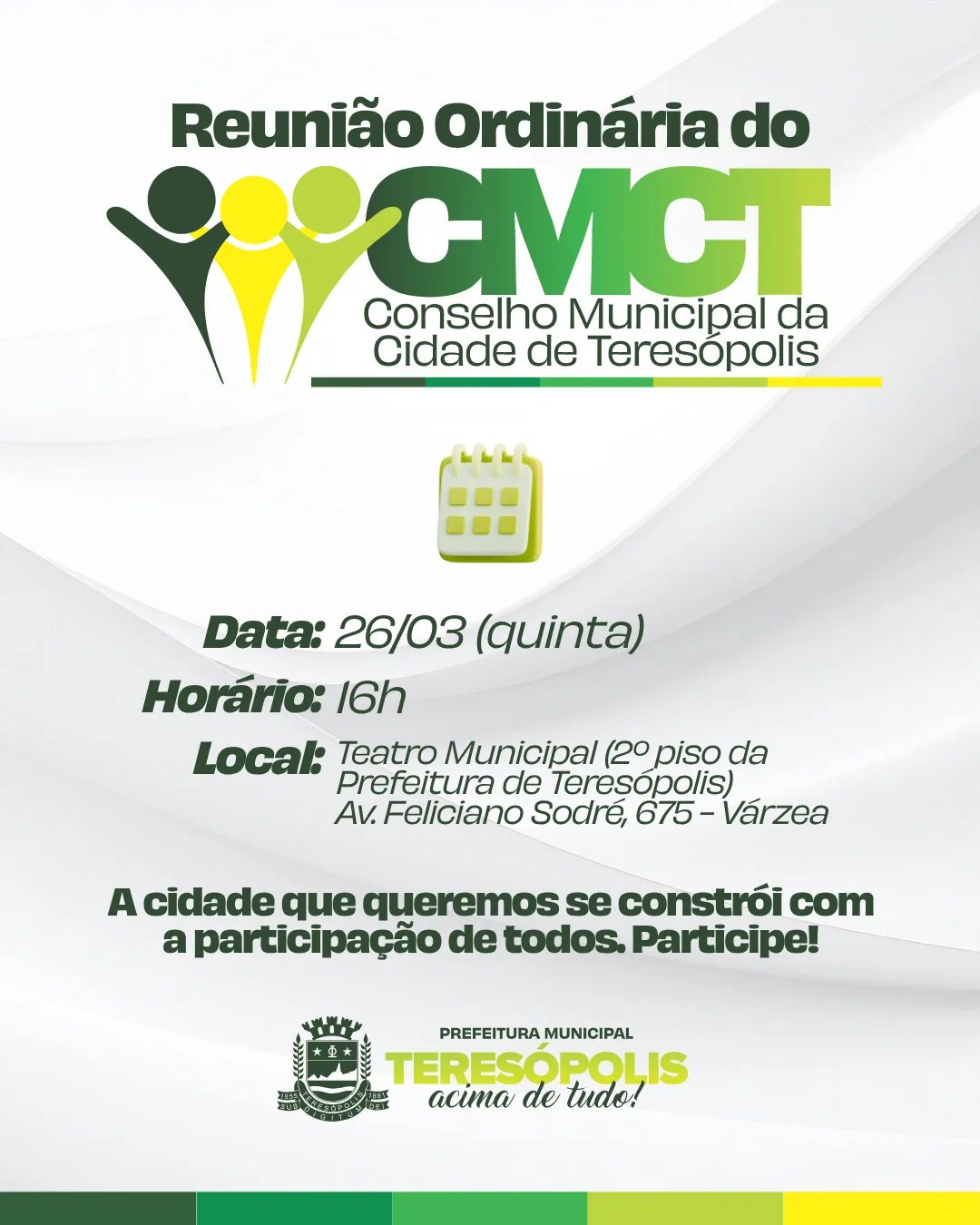 Conselho da Cidade de Teresópolis promove reunião mensal na próxima quinta, 26