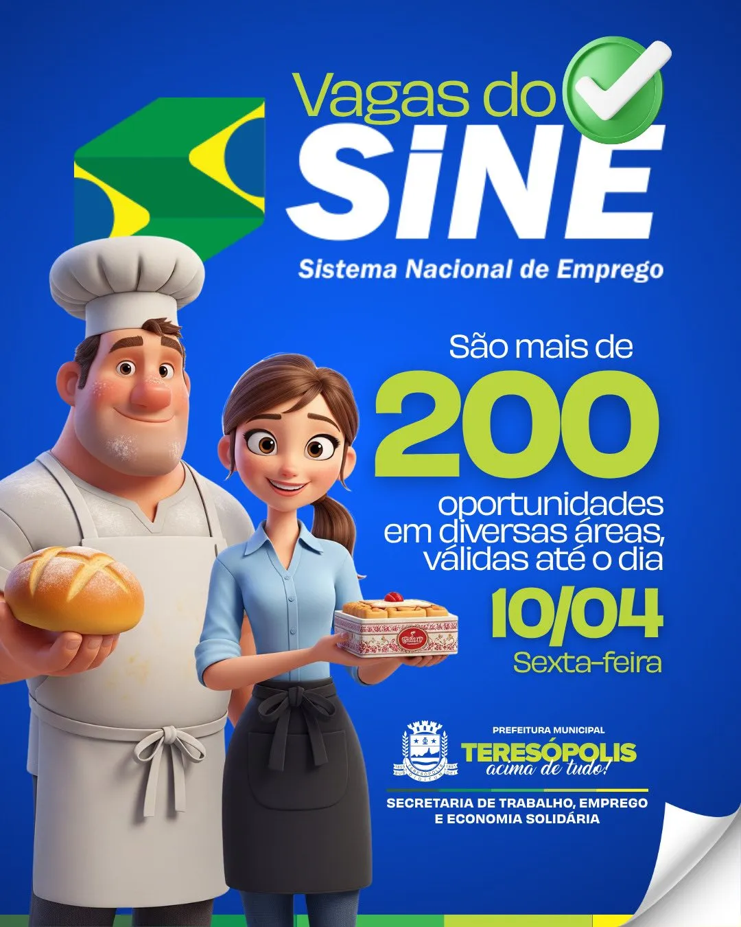 Sine Teresópolis tem 204 vagas de emprego até a próxima sexta, 10