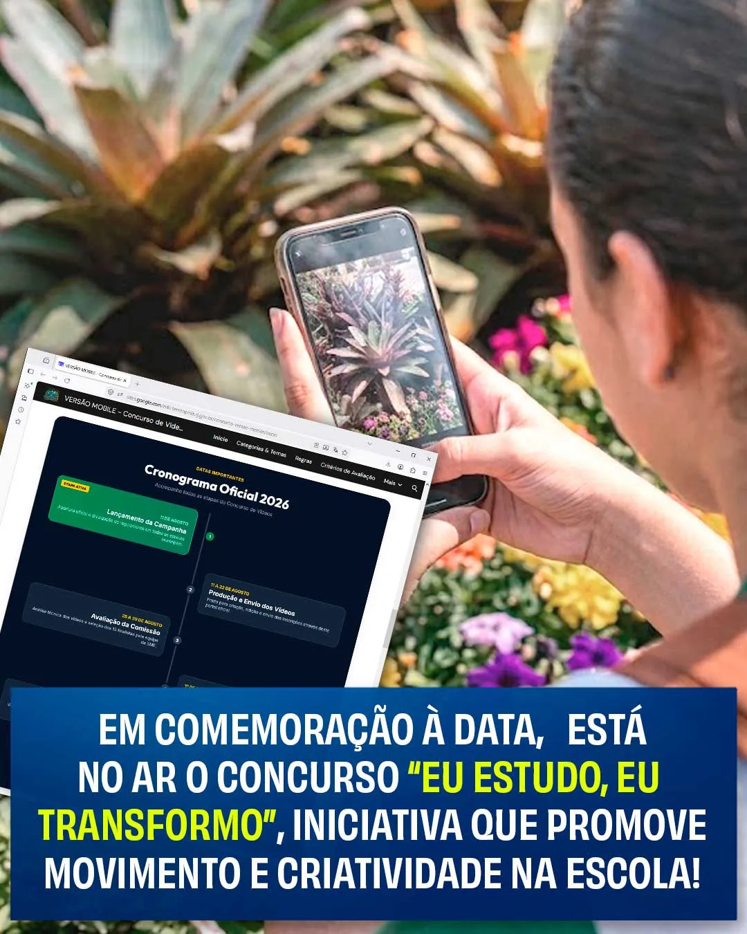 Inscrições no Concurso de Vídeos 'Eu Estudo. Eu Transformo.' para alunos da Rede Municipal seguem até o próximo dia 22