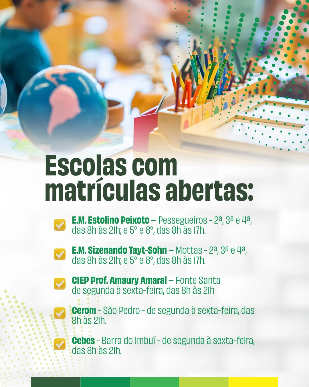 Matrículas para EJA nas escolas municipais seguem abertas