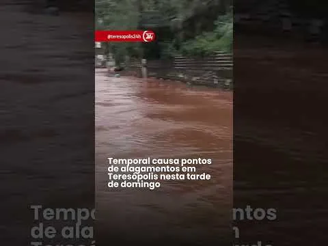 Temporal causa alagamentos em Teresópolis nesta tarde de domingo