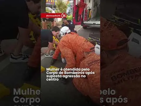 Mulher é atendida pelo Corpo de Bombeiros após suposta agressão no centro